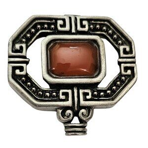 Fahrenheit Silver Tone Brooch Carnelian Pin